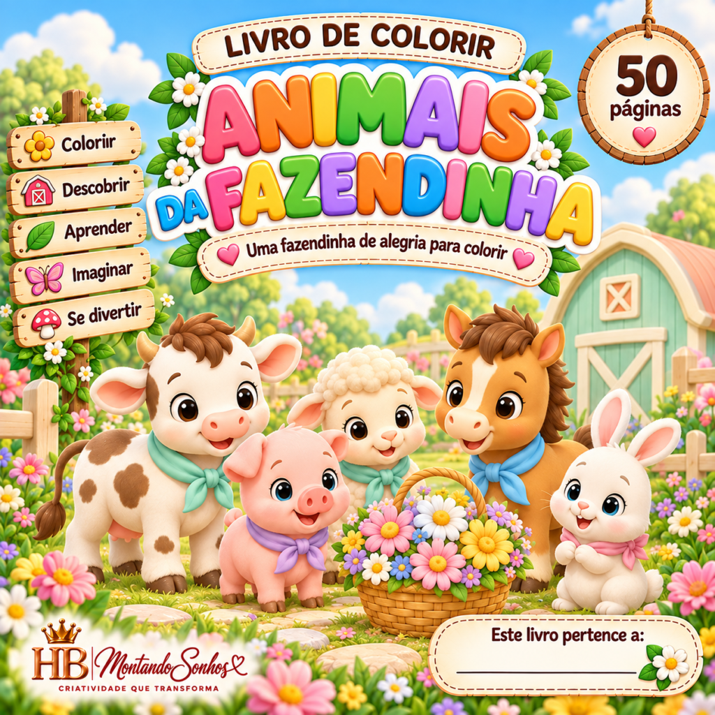Livro de Colorir – Animais da Fazendinha