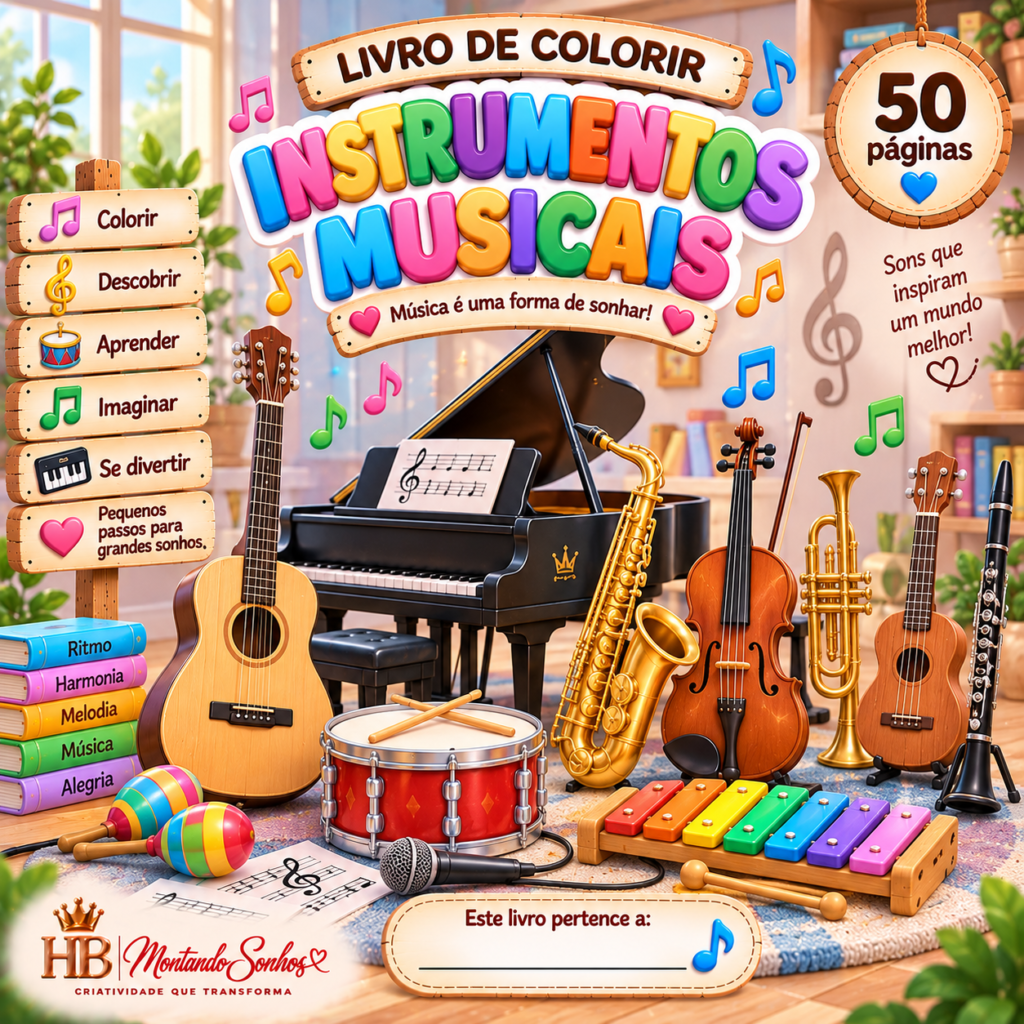 Livro de Colorir – O Mundo dos Instrumentos
